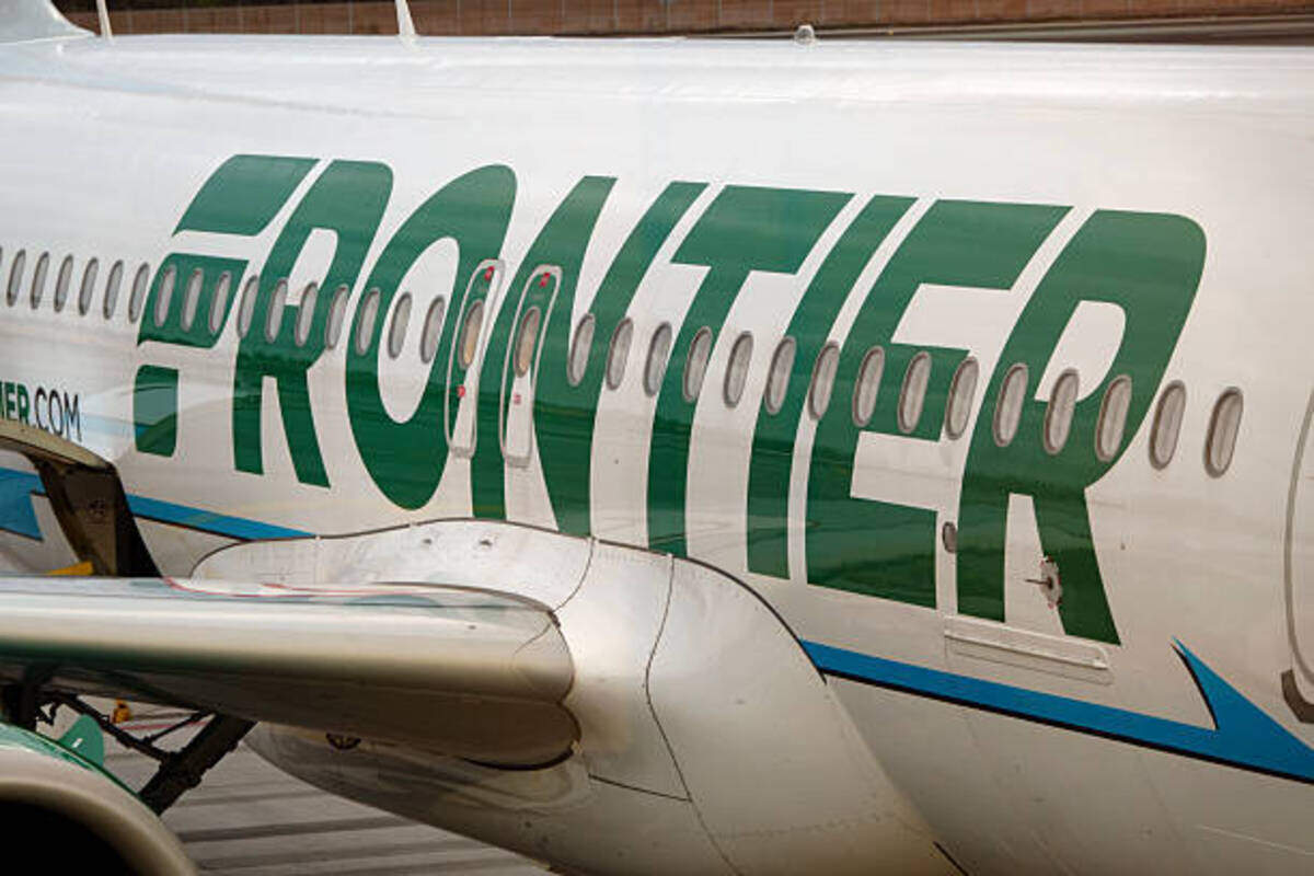 A Frontier Airlines Airbus A320 airplane is parked at a gate at San Diego International Airport on May 27, 2026 in San Diego, California.